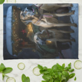 Rhodesian Ridgeback Snowy Sleigh Kerstdecoratie Theedoek (Gevouwen)