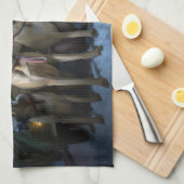 Rhodesian Ridgeback Snowy Sleigh Kerstdecoratie Theedoek (Quarter Fold)