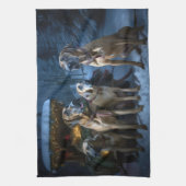 Rhodesian Ridgeback Snowy Sleigh Kerstdecoratie Theedoek (Verticaal)