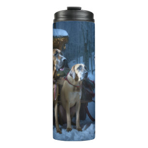 Rhodesian Ridgeback Snowy Sleigh Kerstdecoratie Thermosbeker
