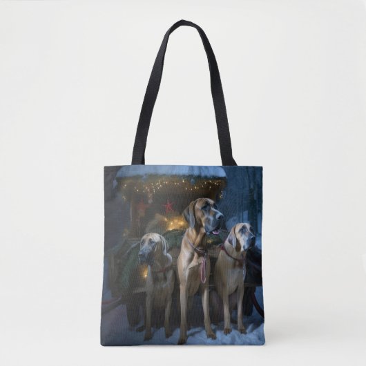Rhodesian Ridgeback Snowy Sleigh Kerstdecoratie Tote Bag (Voorkant)