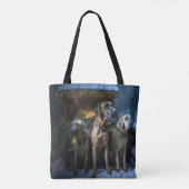 Rhodesian Ridgeback Snowy Sleigh Kerstdecoratie Tote Bag (Achterkant)