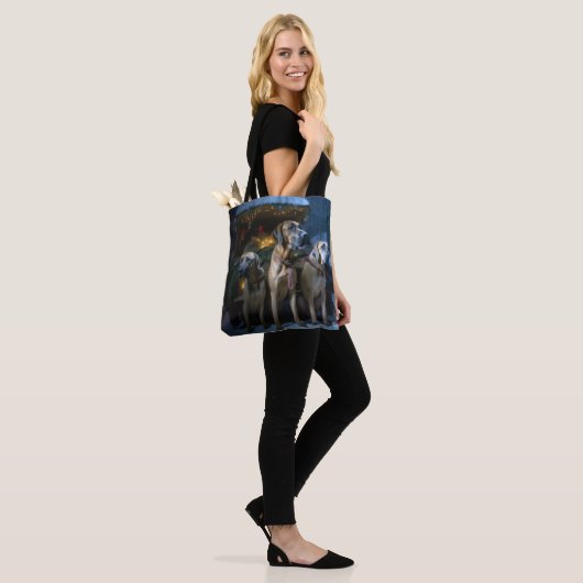 Rhodesian Ridgeback Snowy Sleigh Kerstdecoratie Tote Bag (Op model)
