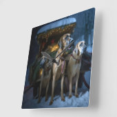 Rhodesian Ridgeback Snowy Sleigh Kerstdecoratie Vierkante Klok (Hoek)