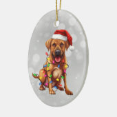 Rhodesian Ridgeback verpakt in kerstverlichting Keramisch Ornament (Links)
