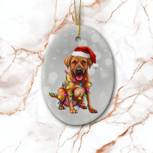 Rhodesian Ridgeback verpakt in kerstverlichting Keramisch Ornament