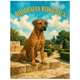 Rhodesian Ridgeback, Vintage Watercolor Honden Kun Briefkaart