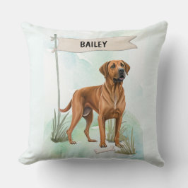 Rhodesian Ridgeback Watercolor Personalized Dog Kussen