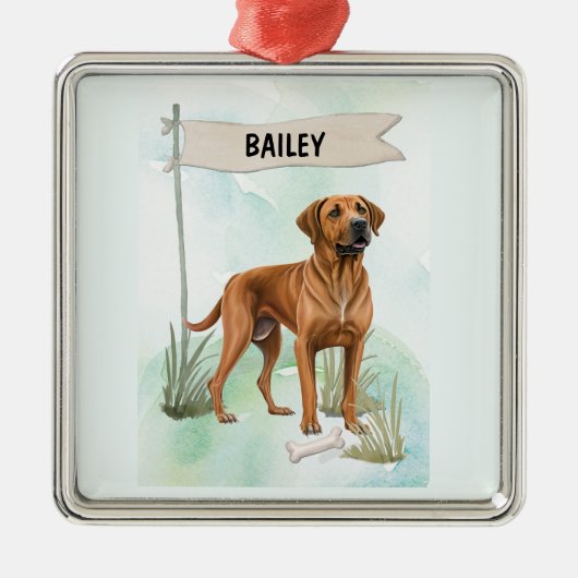 Rhodesian Ridgeback Watercolor Personalized Dog Metalen Ornament (Voorkant)