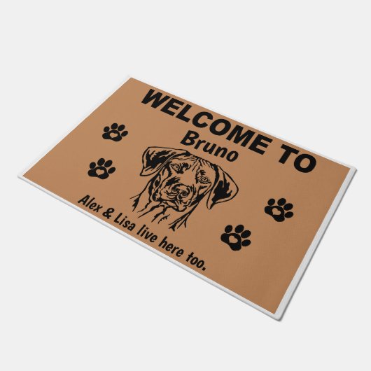 Rhodesian Ridgeback Welcome Personalized Custom  Deurmat (Schuin)