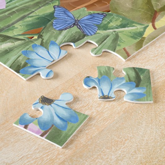 Rhodesian Rugback Hond met Bloemen Lente Legpuzzel (Zijkant)