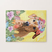 Rhodesian Rugback Hond met Bloemen Lente Legpuzzel (Horizontaal)