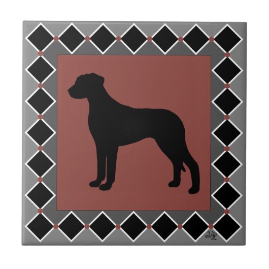 Rhodezisch Ridgeback ArtDeco Silhouette Tegeltje (Voorkant)