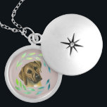 Rhodezische belasting met een grote Waterverf Zilver Vergulden Ketting<br><div class="desc">Dit is een waterverf schilderij van een Rhodezische Ridgeback hond. Ze heeft een groene kreet om haar gezicht.</div>