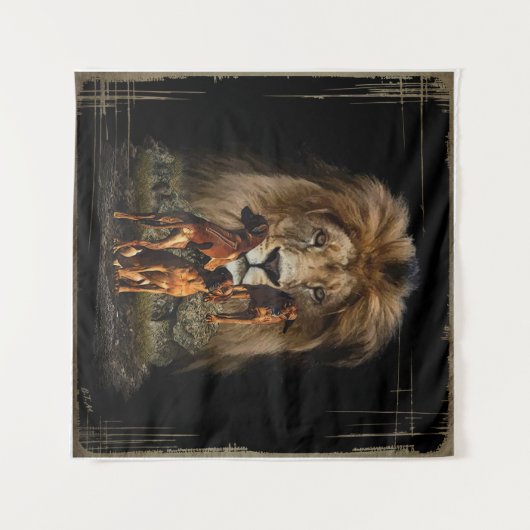 Rhodezische doorbelasting met lionvlokken wandkleed (Voorkant (horizontaal))