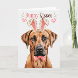 Rhodezische ingeback Dog Bunny Ears voor Pasen Feestdagen Kaart