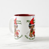 Rhodezische kerstcadeautjes in Ridgeback Tweekleurige Koffiemok (Voorkant links)