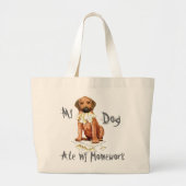 Rhodezische Ridgeback Ate Homework Grote Canvas ta Grote Tote Bag (Voorkant)