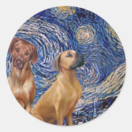 Rhodezische Ridgeback Pair - Sterrennacht Ronde Sticker (Voorkant)