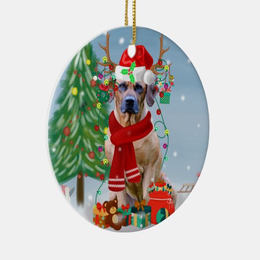 Rhodezische rugzak met sneeuwkerstcadeau keramisch ornament (Rechts)