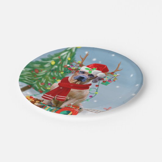 Rhodezische rugzak met sneeuwkerstcadeau papieren bordje (Gekanteld)