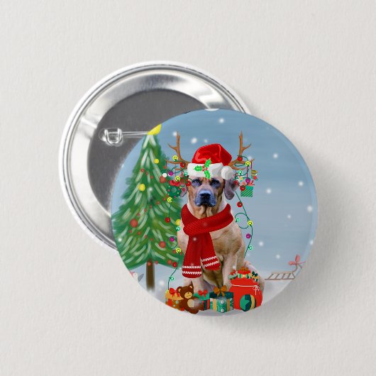 Rhodezische rugzak met sneeuwkerstcadeau ronde button 5,7 cm (Voorkant /achterkant)