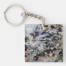 Rhodochrosiet-pyriet-fluoriet-toermalijn Sleutelhanger