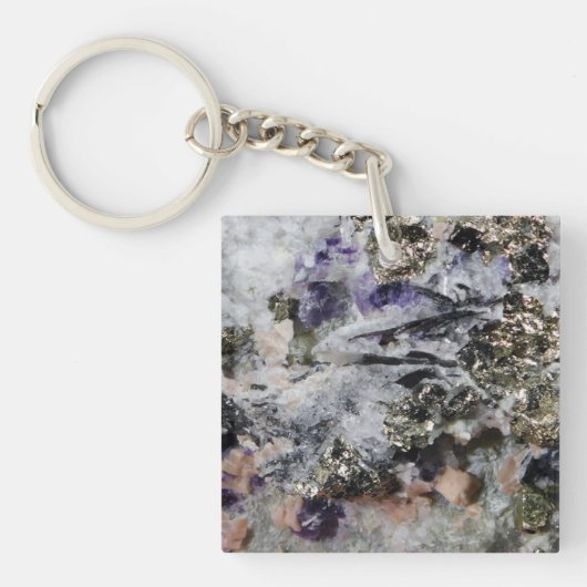 Rhodochrosiet-pyriet-fluoriet-toermalijn Sleutelhanger (Voorkant)