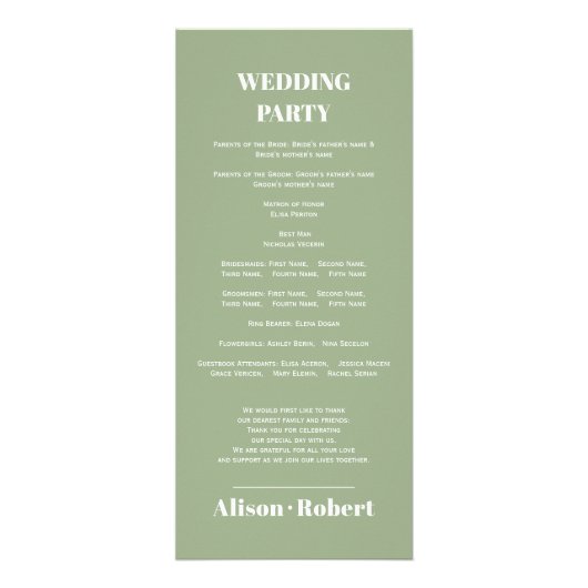 Rhododedron branch and flowers wedding program reclamekaart (Achterkant)