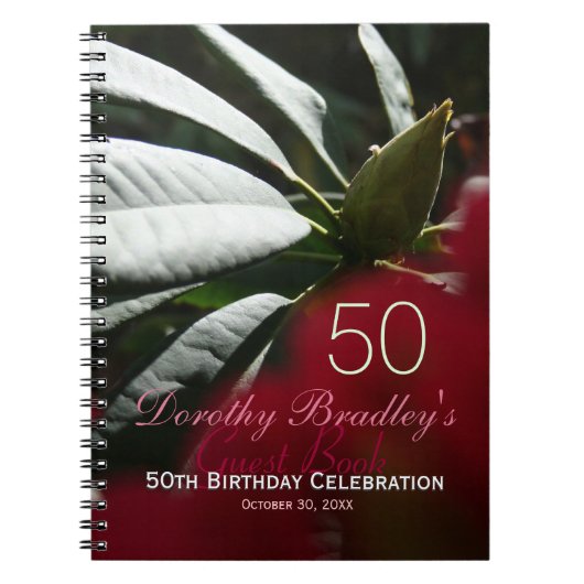 Rhododendron 50th Birthday Party Custom Guest Book Notitieboek (Voorkant)