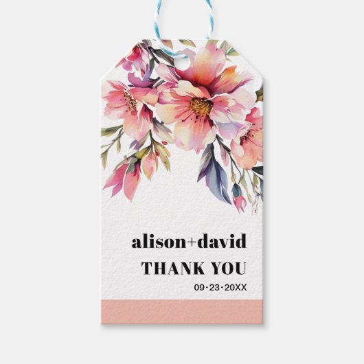 Rhododendron and peach-pink flowers wedding cadeaulabel (Voorkant)