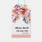 Rhododendron and peach-pink flowers wedding cadeaulabel (Achterkant)