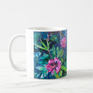 rhododendron bloemen, impressionistische schilderi koffiemok