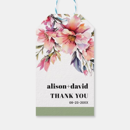 Rhododendron branch and flowers typography wedding cadeaulabel (Achterkant)