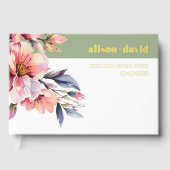 Rhododendron branch peach-pink flowers wedding gastenboek (Voorkant)