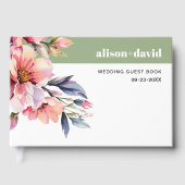 Rhododendron branch peach-pink flowers wedding gastenboek (Voorkant)