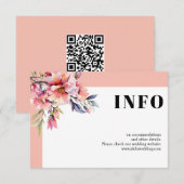 Rhododendron branch peach pink flowers wedding informatiekaartje (Voorkant / Achterkant)