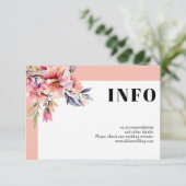 Rhododendron branch peach pink flowers wedding informatiekaartje (Staand voorkant)