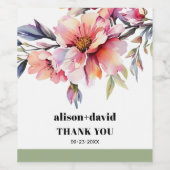 Rhododendron branch peach-pink flowers wedding wijn etiket (Enkel label)