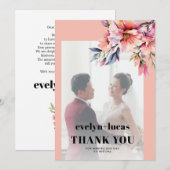 Rhododendron branch peach pink photo wedding bedankkaart (Voorkant / Achterkant)