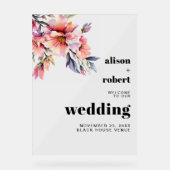 Rhododendron branch with flowers wedding WELCOME A Acryl Bord (Voorkant)