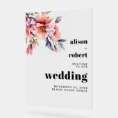 Rhododendron branch with flowers wedding WELCOME A Acryl Bord (Hoek)