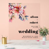 Rhododendron branch with flowers wedding WELCOME A Acryl Bord (Huwelijk)