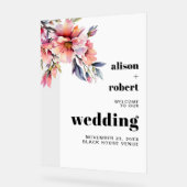 Rhododendron branch with flowers wedding WELCOME Acryl Bord (Hoek)