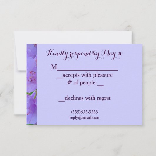 Rhododendron na regen bruiloft RSVP (Achterkant)