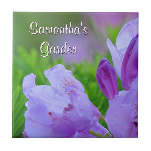 Rhododendron na regen gepersonaliseerde tuin tegeltje (Voorkant)