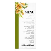 Rhododendron orange yellow fall wedding menu card (Voorkant)