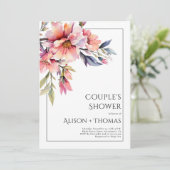 Rhododendron peach-pink flowers couple's shower kaart (Staand voorkant)