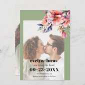 Rhododendron peach-pink flowers photo wedding save the date (Voorkant / Achterkant)
