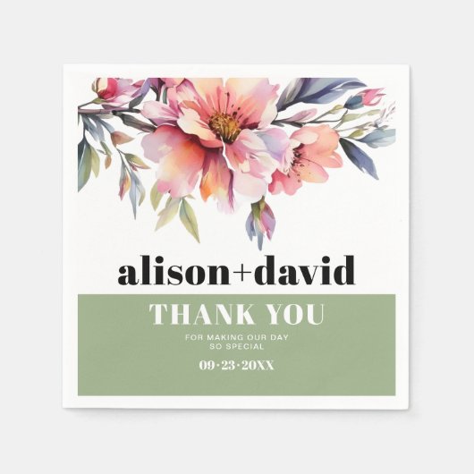 Rhododendron peach-pink flowers typography wedding servet (Voorkant)